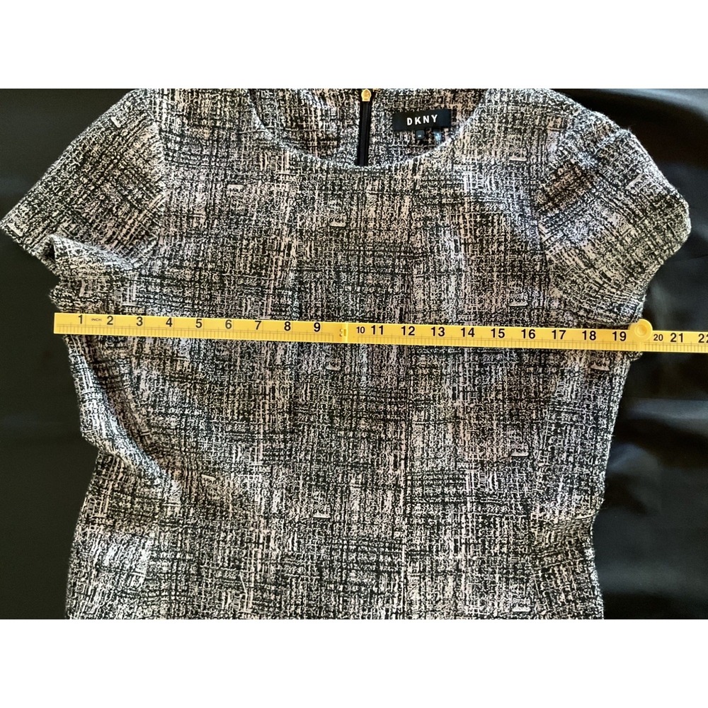 DKNY Women's Dress Size 14 Black White Geometric Short Sleeve Knee Length - Picture 5 of 15